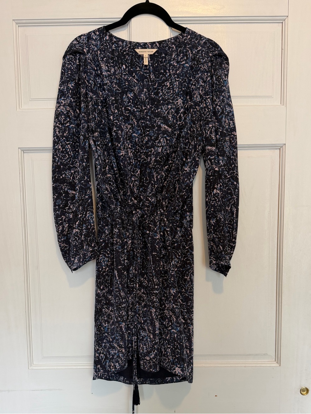 REBECCA TAYLOR | Navy Floral Silk Dress | Size 2 | EUC